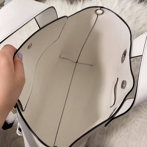 Zara White Tote w/ Scarf Detailing and Strap - Picture 2 of 3